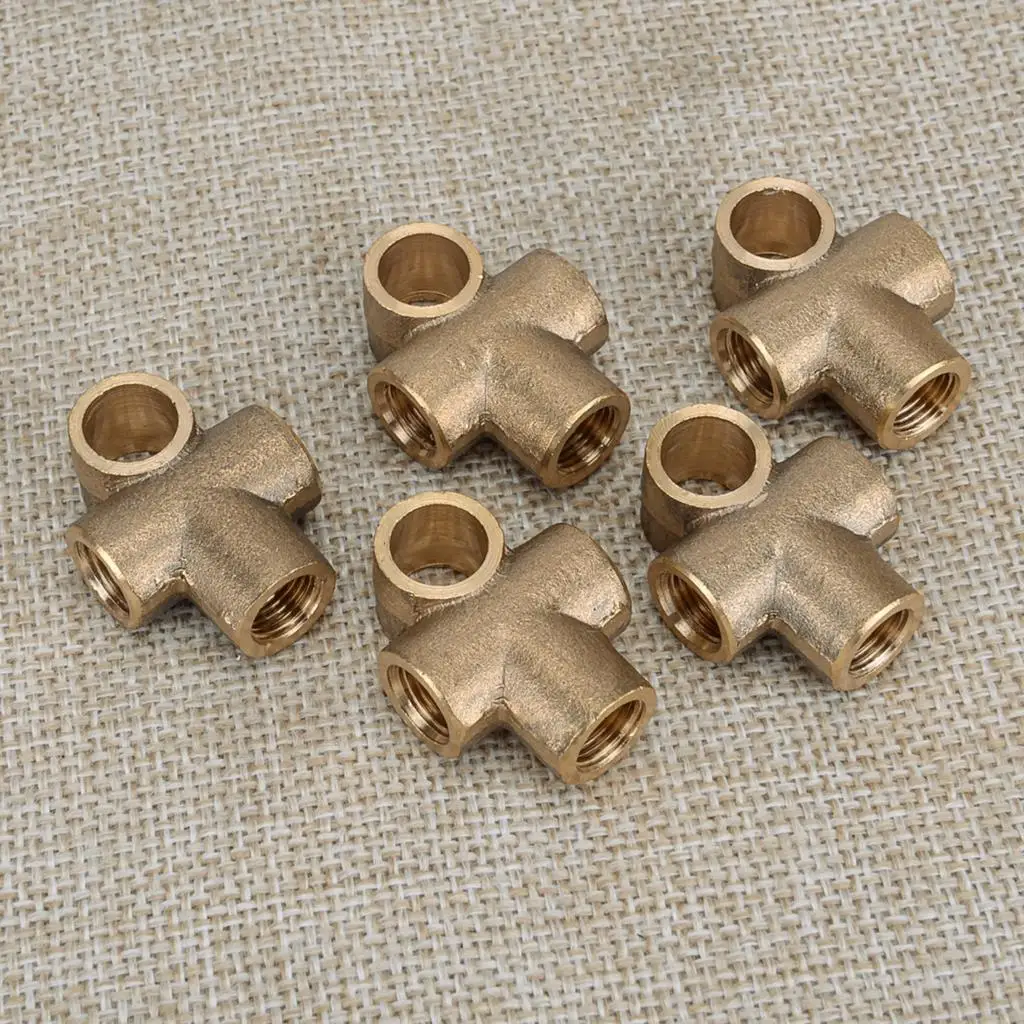 

5Pcs Brass Tee 3 Way M10x1 Metric Brake Line Pipe Female Fittings Connectors 3/16"