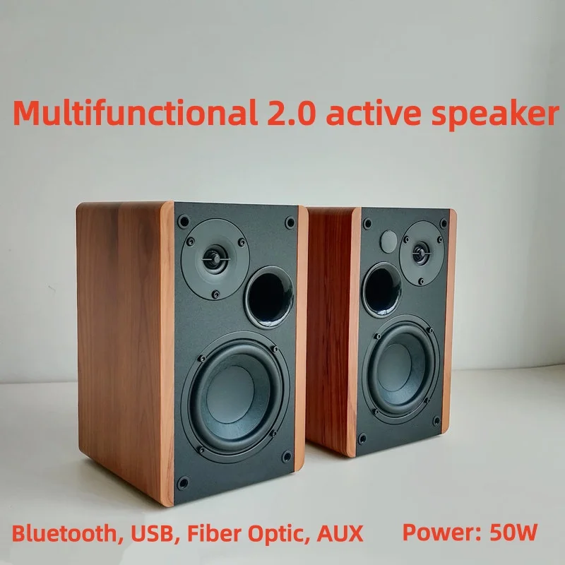 50W Bluetooth 5.0 Speaker Hi-fi Home 4-inch Speaker High Sound Quality Support Bluetooth/AUX/Optical/USB Input  Active Speakers