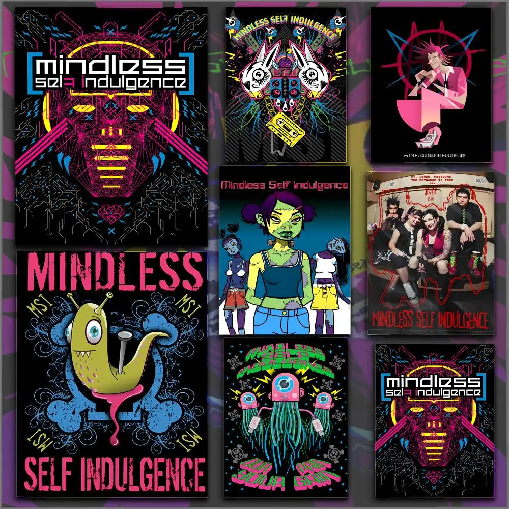 Mindless S-Self I-Indulgence band Poster Peel and Stick Matte Self Adhesive PVC Easy Apply Removable Waterproof Frameless Home D