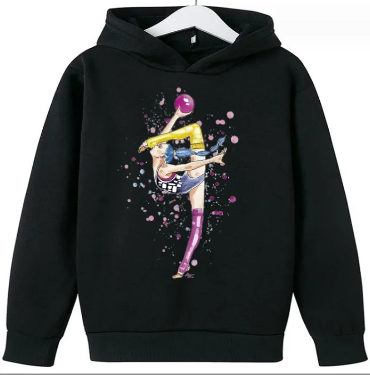 Funny Sports Fitness Dance Print Hooded Long Sleeve Sweatshirt Clothes Anime Hoodies Sweaters Tops