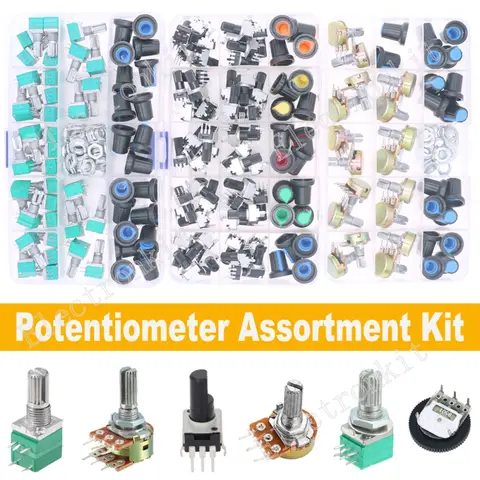 Single Dual audio Potentiometer Assortment Kit knods 3Pin 5Pin 6Pin B1K 2K 5K10K 20K 50K 100K 250K 500K 1M