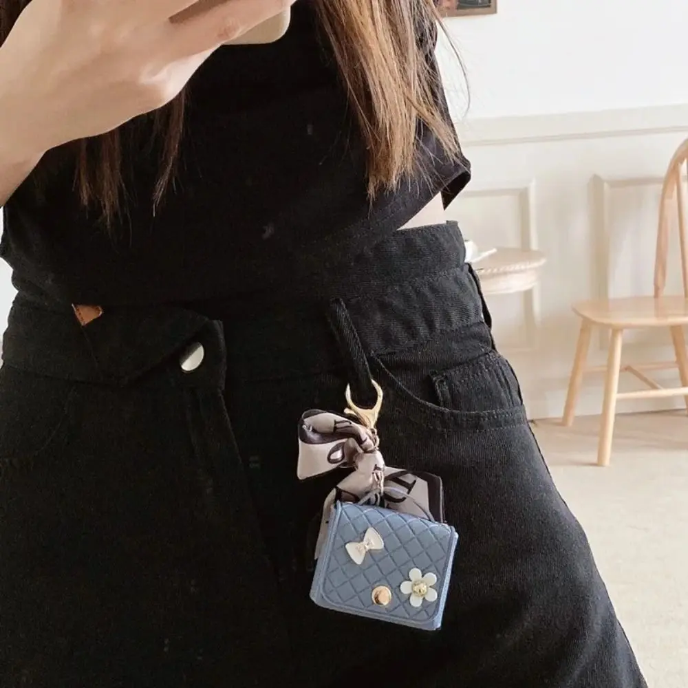 Fashion Leather Earphone Storage Bag Creative Mini Keychain Solid Color Bluetooth Headset Cover