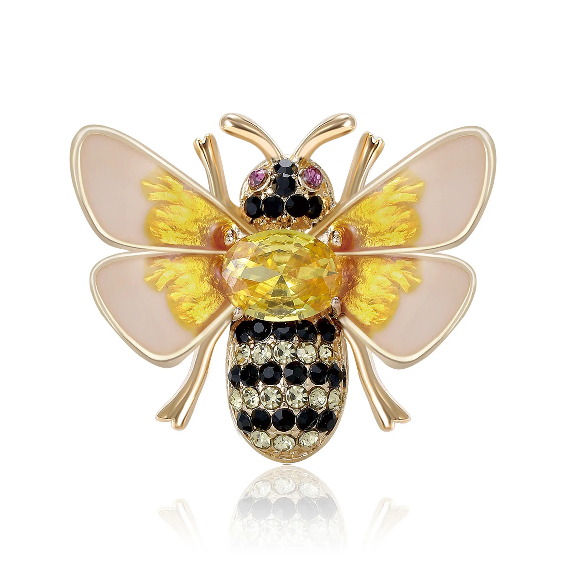 

Stylish Rhinestone Yellow Bee Brooch Women's Unisex Suit collar Clip Animal Pin Banquet Backpack Gift Jewelry Accessories