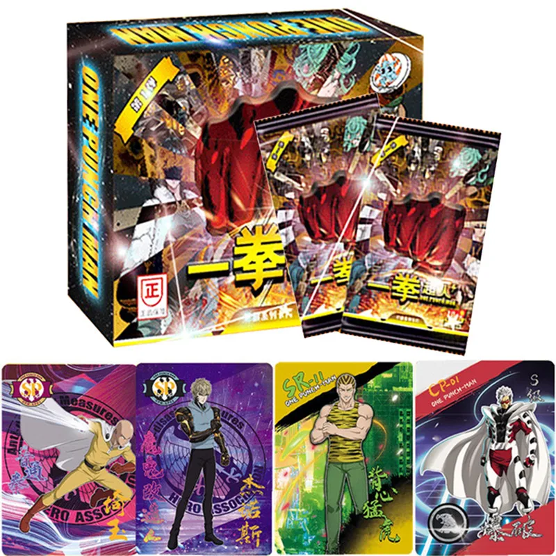 Original One Punch Man Battle Cards Anime Figures Saitama Genos Card Bronze Barrage Flash Collection Card Toy Gifts for Children