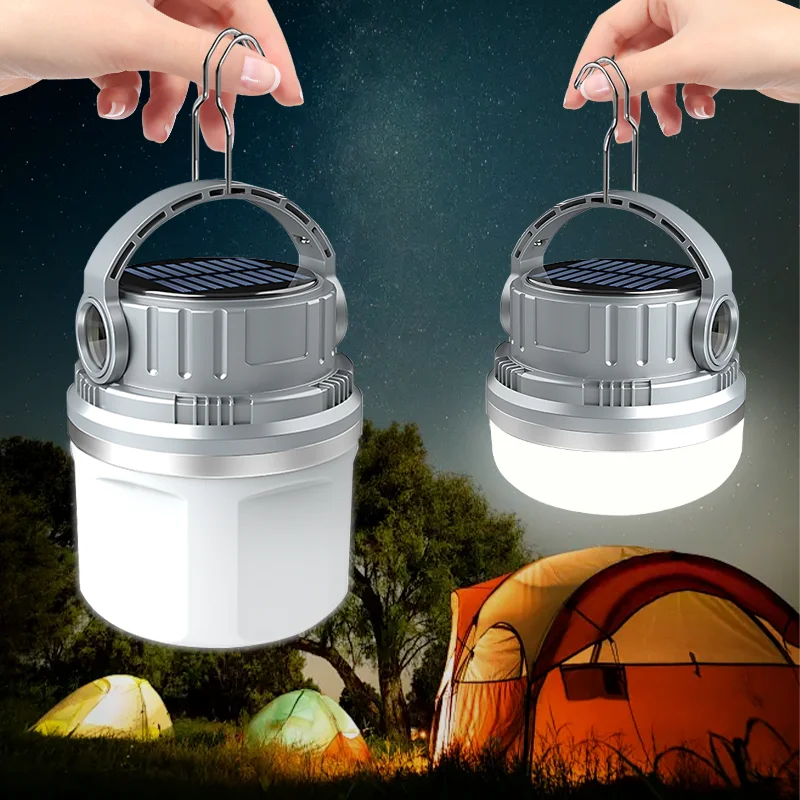 

Rechargeable LED Camping Lantern Multifunctional Emergency Light Portable Hangable Solar Work Light Night Market Light