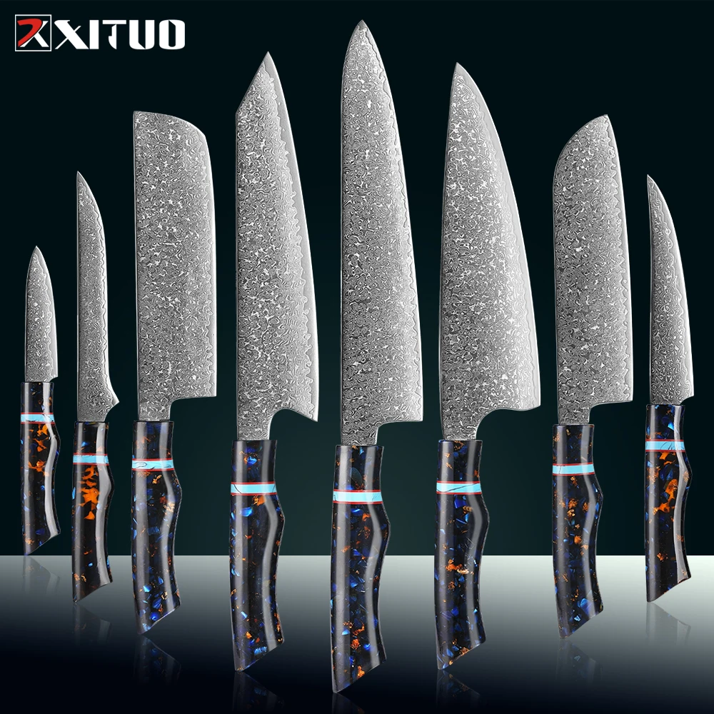 

Professional Damascus Chef Knife Set 1-8 PCS VG10 Steel Core Blade,Super Sharp & Durable for Kitchen & Cooking Ergonomic Handle