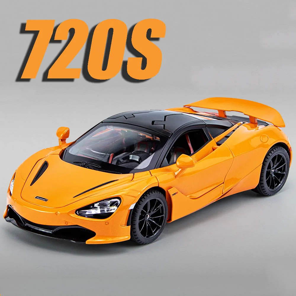 

1:24 Суперкар 720S P1 Миниатюрные игрушечные модели из сплава, литые под давлением спортивные автомобили, звуковой свет, двери, открытые откатные развивающие игрушки для мальчиков