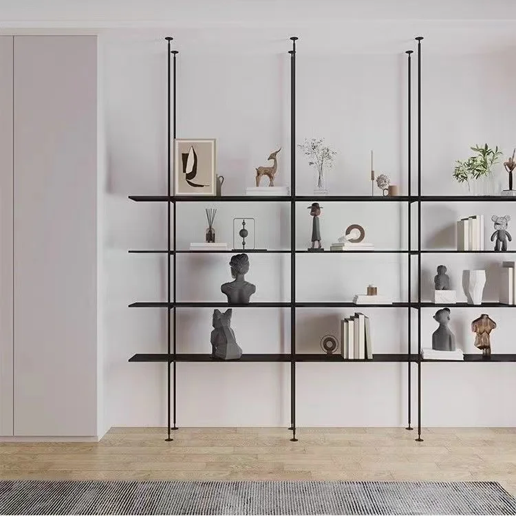 Customized wrought iron through top partition rack minimalist bookshelf display living room entrance baffle floor simple display