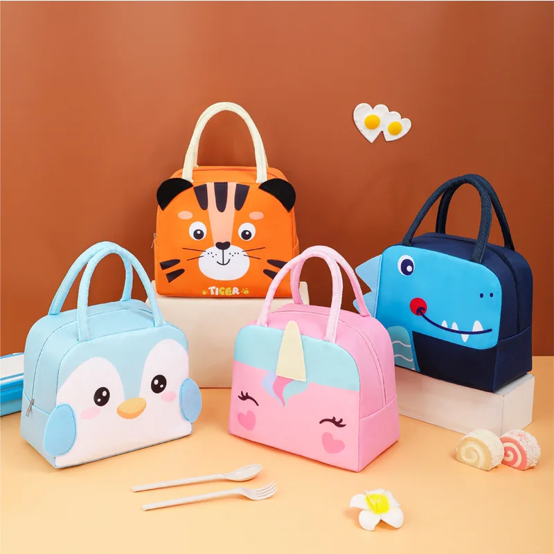 3D Cartoon Insulated Lunch Bag Thermal Food Container Bag for Students Portable Handheld Lunch Box Tote with Easy-Carry Handle