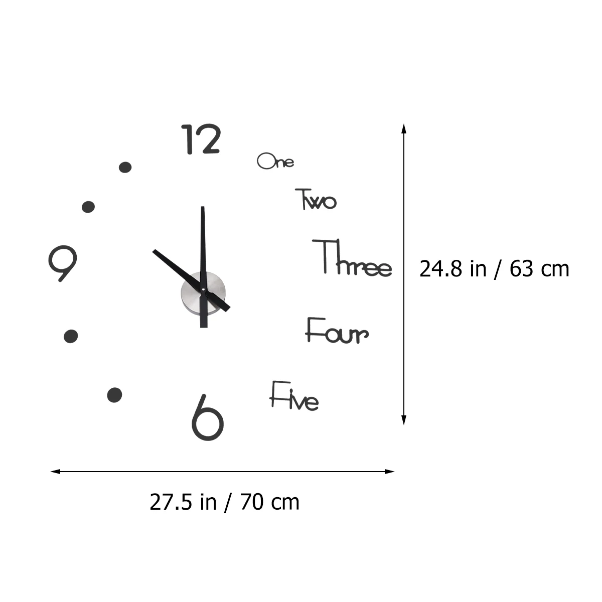 

Punch Free Wall Sticker Clock Retro Room Modern Decorative Office Home Bedroom Metal Acrylic Mirror Sturdy