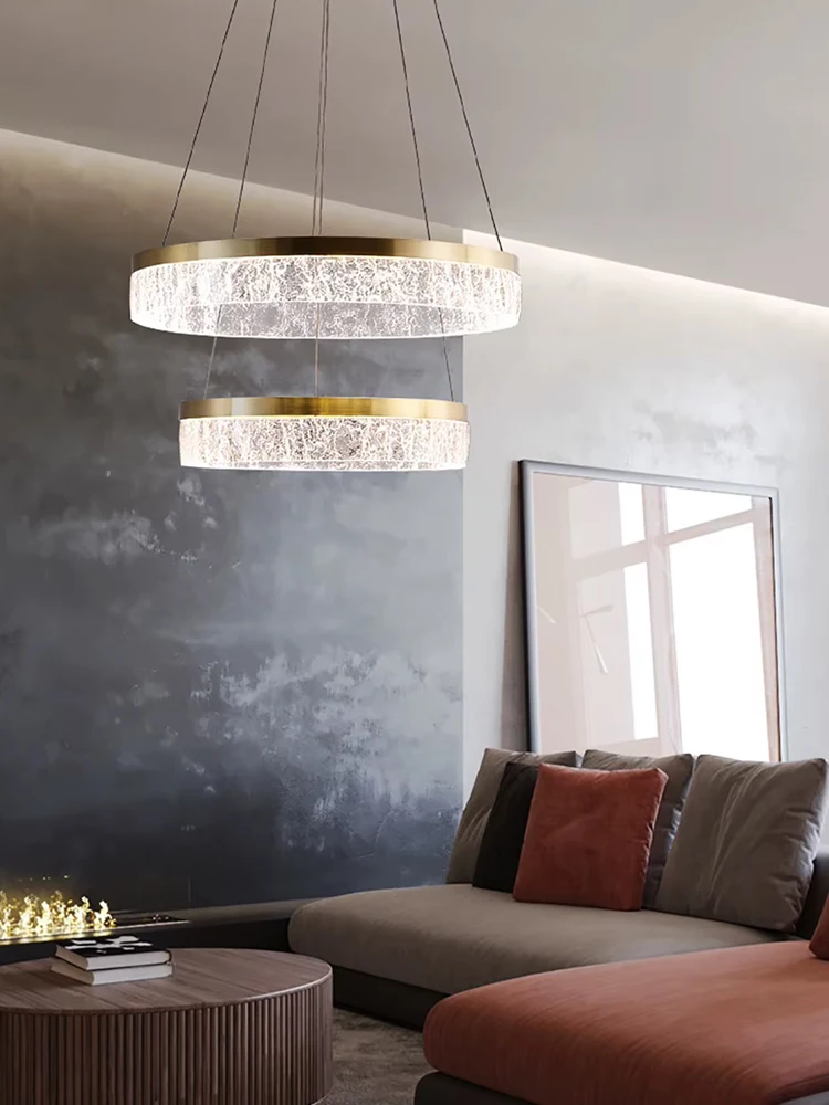 

Роскошные подвесные светильники Ring Light в стиле коттедж, светодиодные круглые лампы для потолка, для гостиной, с пультом ДУ, для домашнего декора, люстры