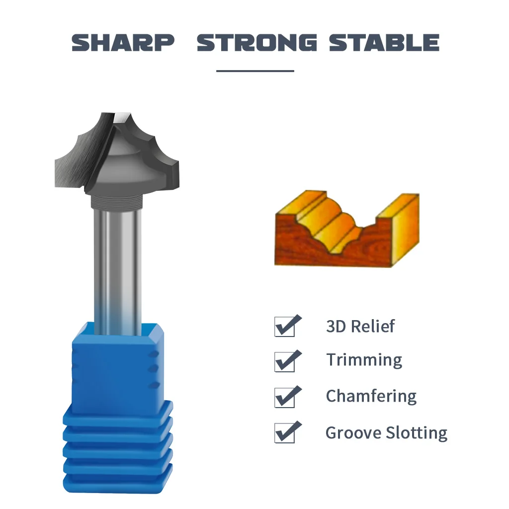 5Pcs/Lot 6x16MM- A,B,C,D,E Roman Ogee Router Bits Set V Engraving Solid Carbide CNC Chamfering Tools Woodworking Milling Cutter