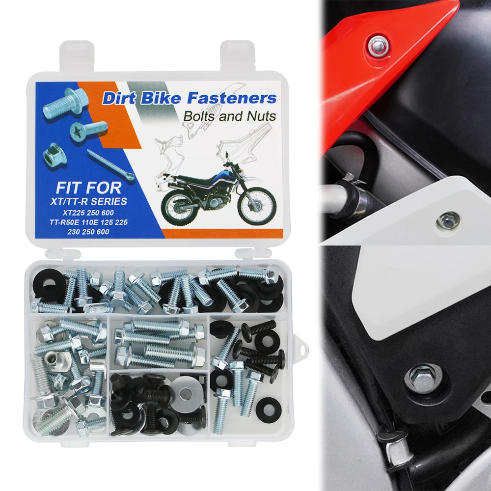 

For Yamaha XT225 XT250 XT600 TT-R50E TT-R110E TT-R125 TT-R225/230/250/600 78PCS Dirt Bike Plastics Fenders Body Engine Bolts Kit