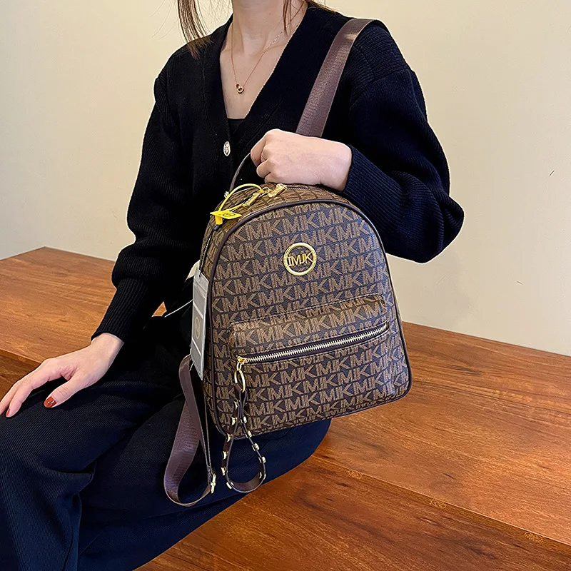 

Vintage Luxury Backpack For Women Female PU Leather Round Crossbody Shoulder Purses Handbag Clutch Large Capacity Anti-Theft Bag