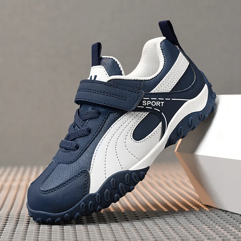 Fashion 2026 New Kids Athletic Sneakers Autumn PU Leather Luxury Non Slip Rubber Sole Boys Outdoor Walking Sport Shoes