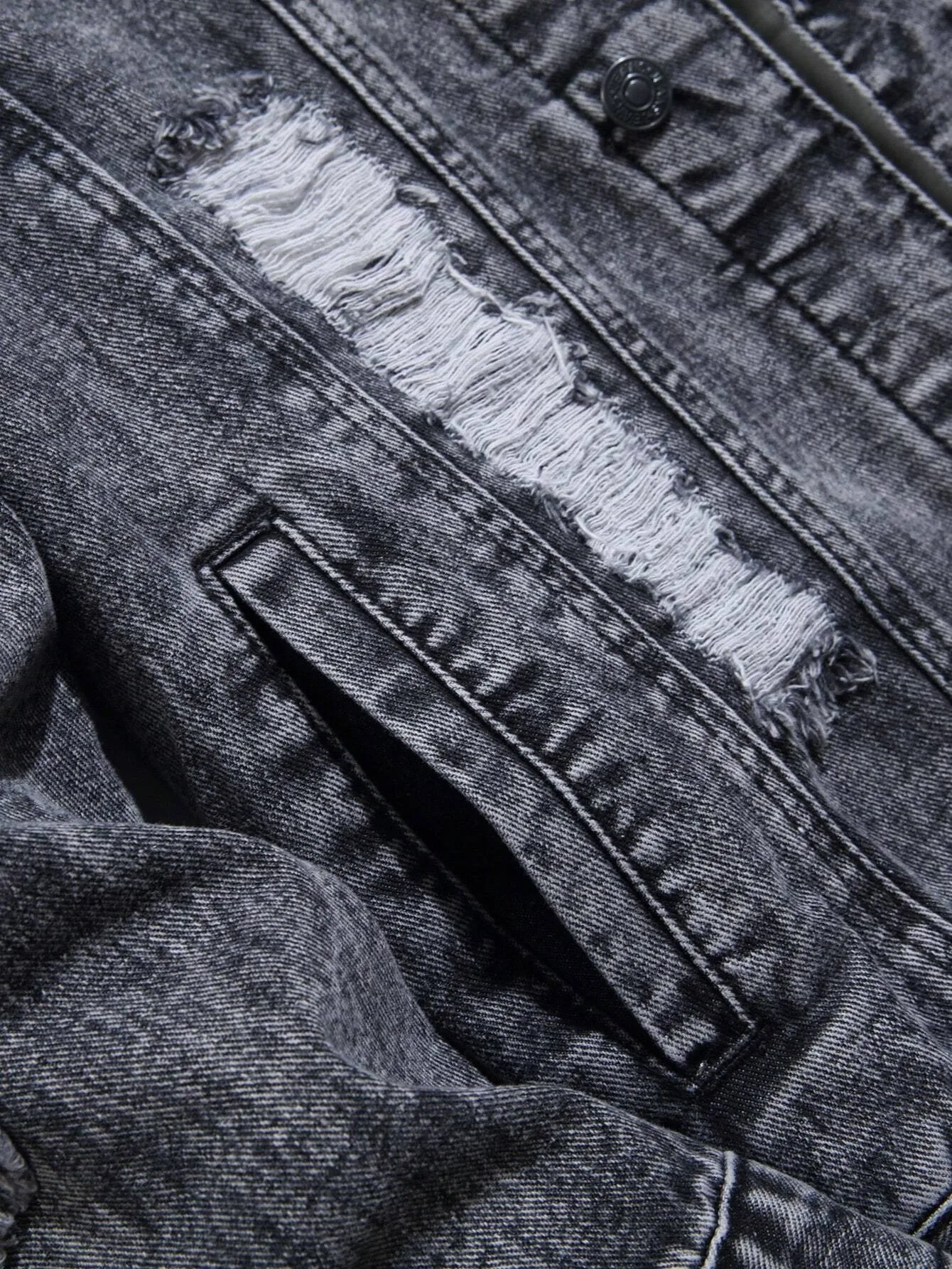1 STÜCK Lässige, heiß verkaufte schwarze, steingewaschene Fliegerjacke für Herren, tägliche amerikanische Street-Fashion-Jeansjacke – Detail 4