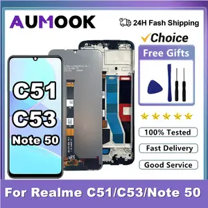Bilashmart 6.74 OPPO Realme C51 C53 LCD RMX3830 RMX3760 Display Tounch Screen Digitizer Assembly Realme Note 50 With Frame RMX3834
