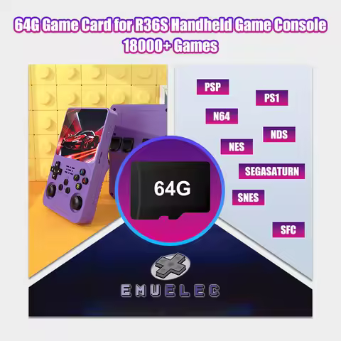 64G Game TF Card for R36S Video Retro Handheld Game Console EmuELEC 4.7 OS Built in 18000+ Retro Games for PS1/PSP/N64/SS/SNES