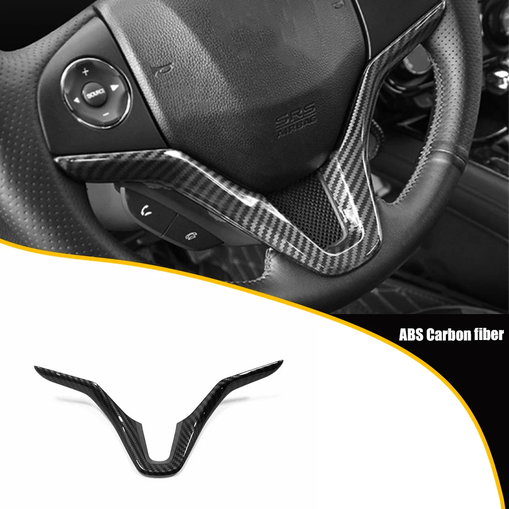 ABS Carbon Fiber For Honda FIT Jazz 2015 2016 2017 2018 Car Steering Wheel Cover Trim Inner Sticker Car Styling