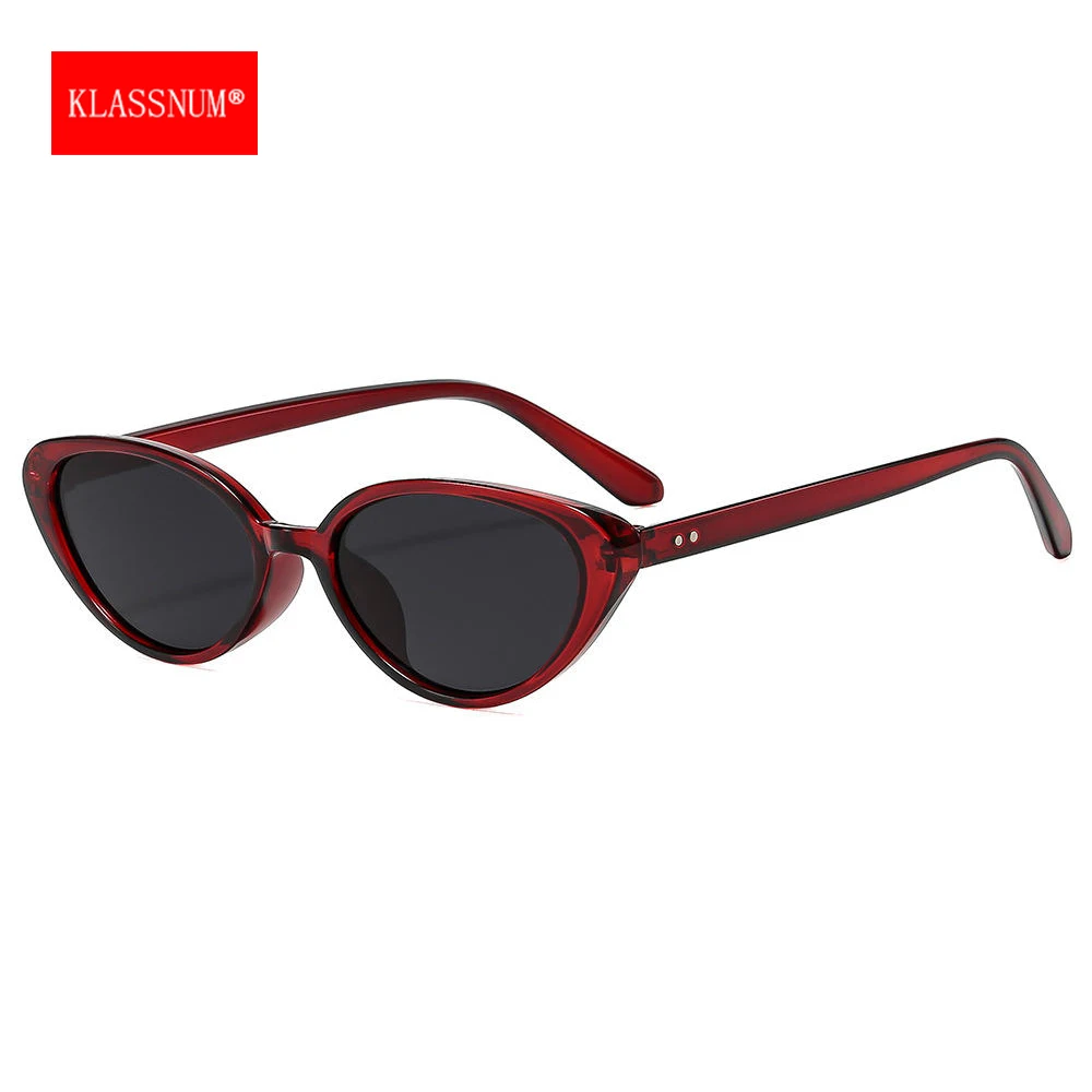 KLASSNUM Burgunderrote Sonnenbrille für Damen, Cat-Eye-Rahmen, 2026, trendige Sonnenbrille, Damen-Luxusmarken-Design, Unisex-Brille