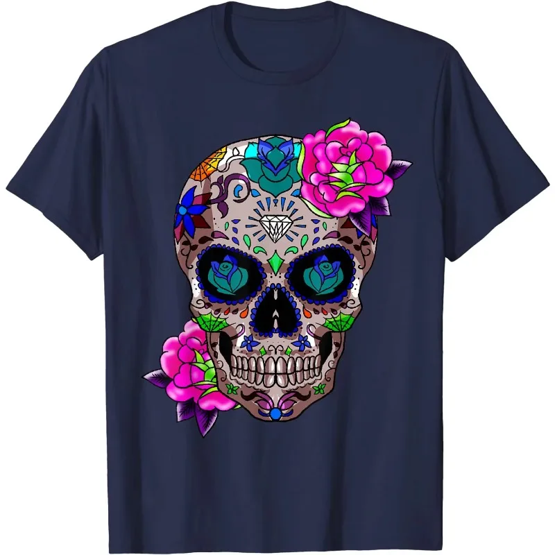 Sugar Skull Day of The Dead Cool Bone Head Skulls Gift Idea T-Shirt Fashion Cotton Casual T-shirts Men Women Clothing Streetwear