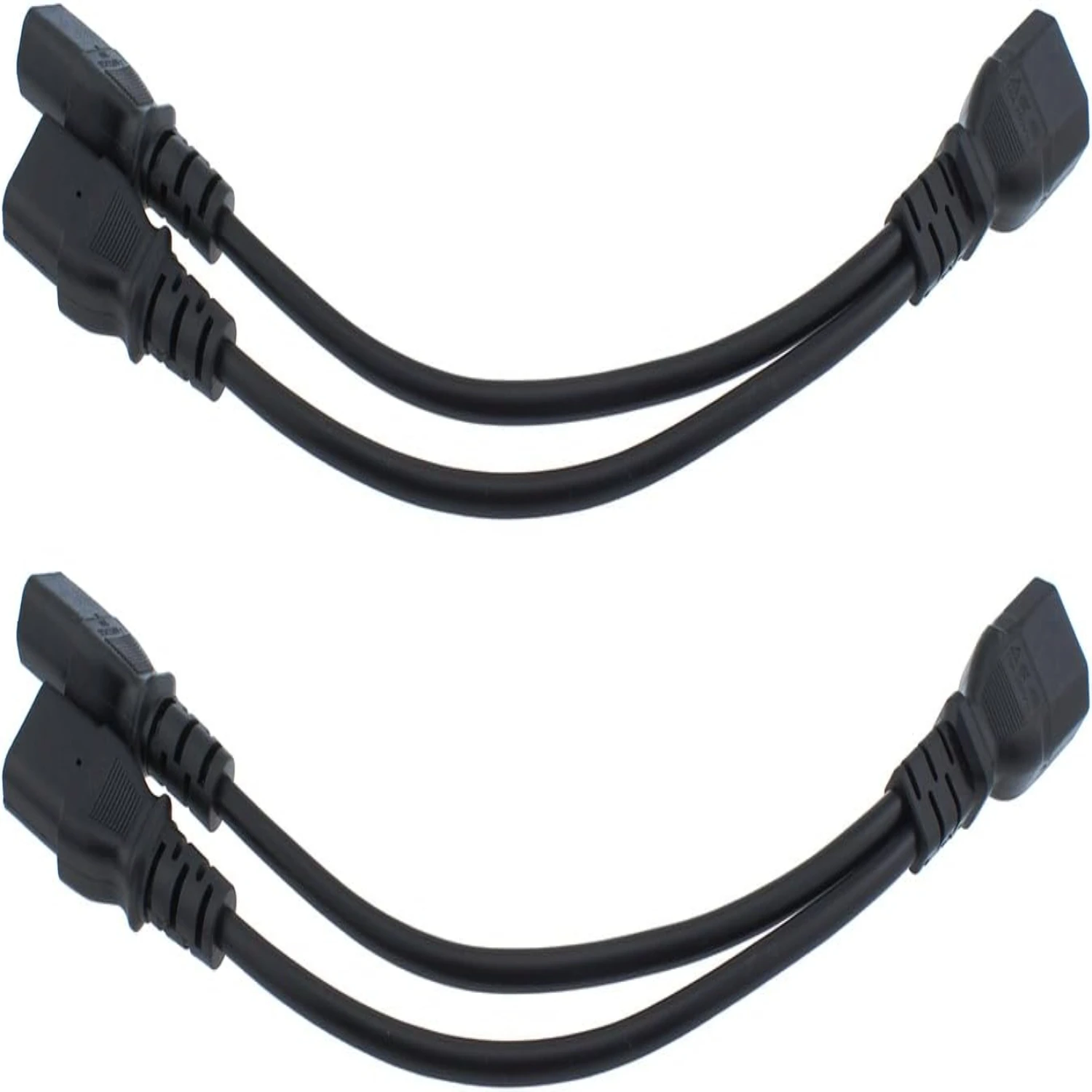 

Black 1ft Short 2pcs IEC C14 to 2 x C13 Splitter Power Cord for Computer, Monitor and Printer - High Quality Power Distributor C