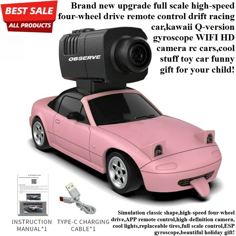 Cool Stuff Toy Car Funny Gift-Kawaii Full-scale High-speed 4WD Mini Rc Drift Car,Q-version WIFI HD Camera Rc Cars,Toys for Kids