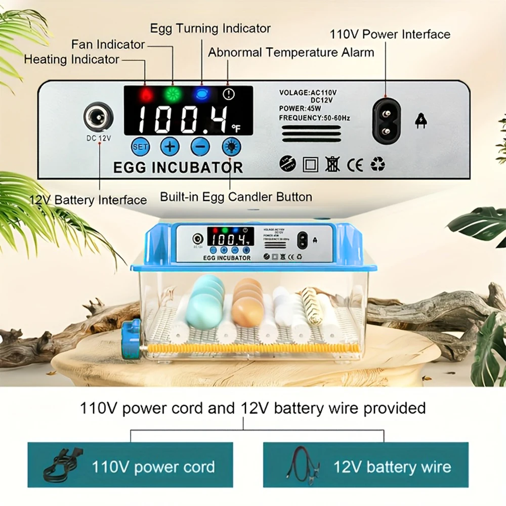 

16 Eggs Incubator Small Household Automatic Intelligent Incubator Poultry Waterbed Incubators And Temperature Controler