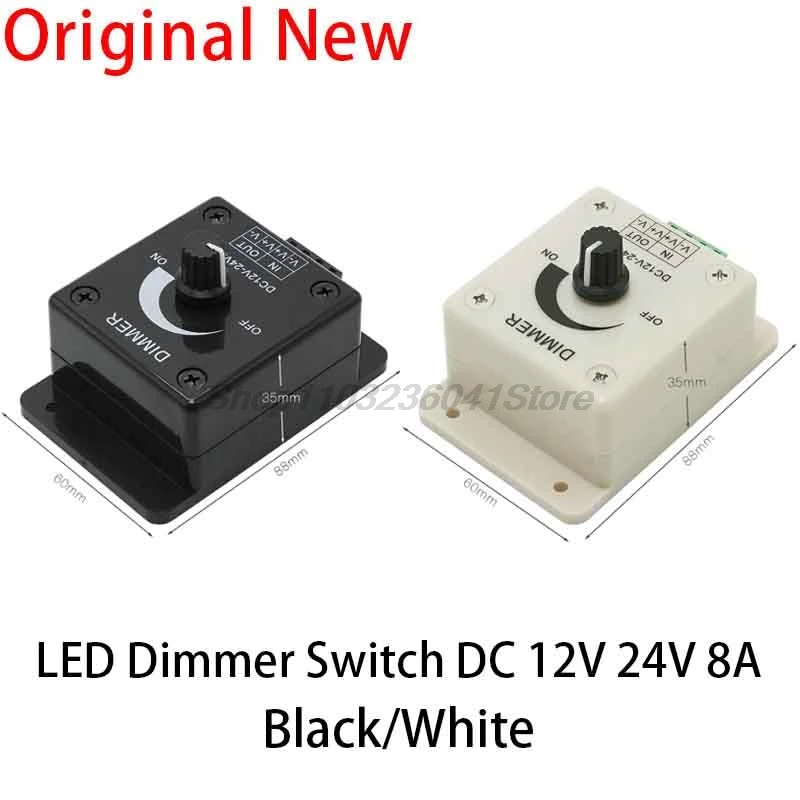 DC 12V 24V 8A LED Dimmer Switch Brightness Adjustable Single Color 1 Channel Strip Controller For LED Strip Light Bulb