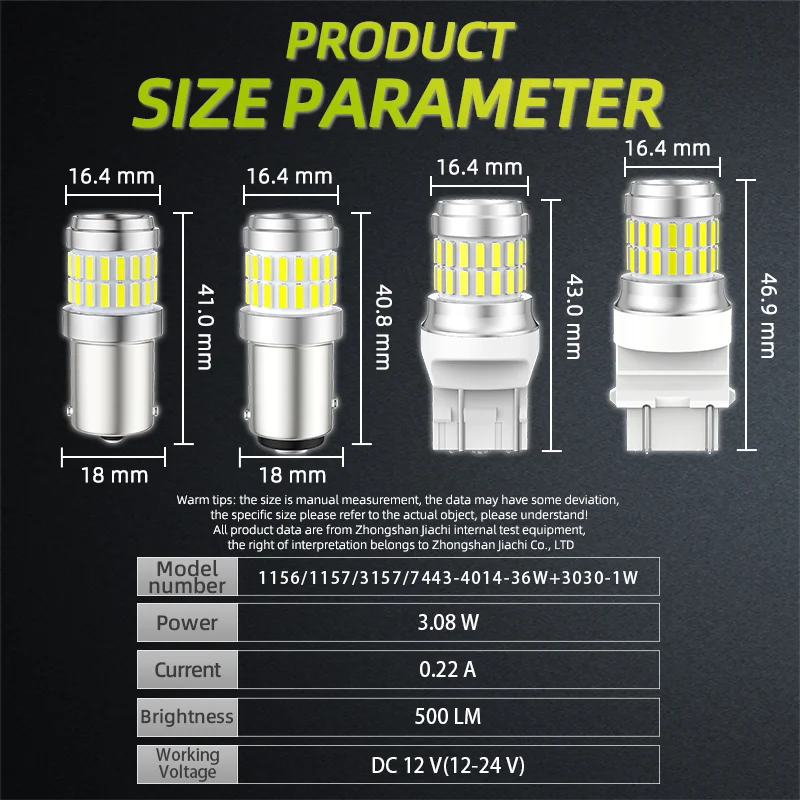 

Jiachi 2pcs 12-24V LED New LED Bulbs 37smd Lamp Reverse Turn Signal Light BA15S P21W BAU15S PY21W 7440 W21W P21/5W 1157 BAY15D