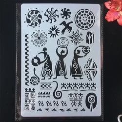 Plantillas de capas para manualidades, tótem antiguo primitivo, pintura, álbum de recortes, estampado en relieve, álbum, plantilla de tarjeta de papel, A4, 29cm