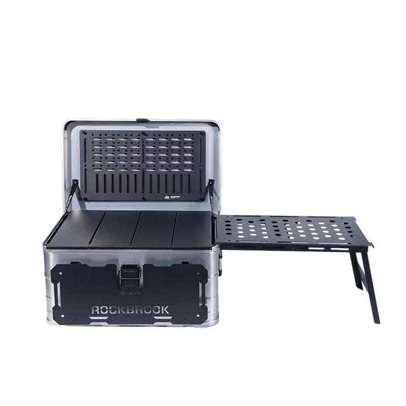 N5 50L Aluminium Box Modern Rectangular Coffee Table Metal Platform for Urban Glamping Backyard Party Gear