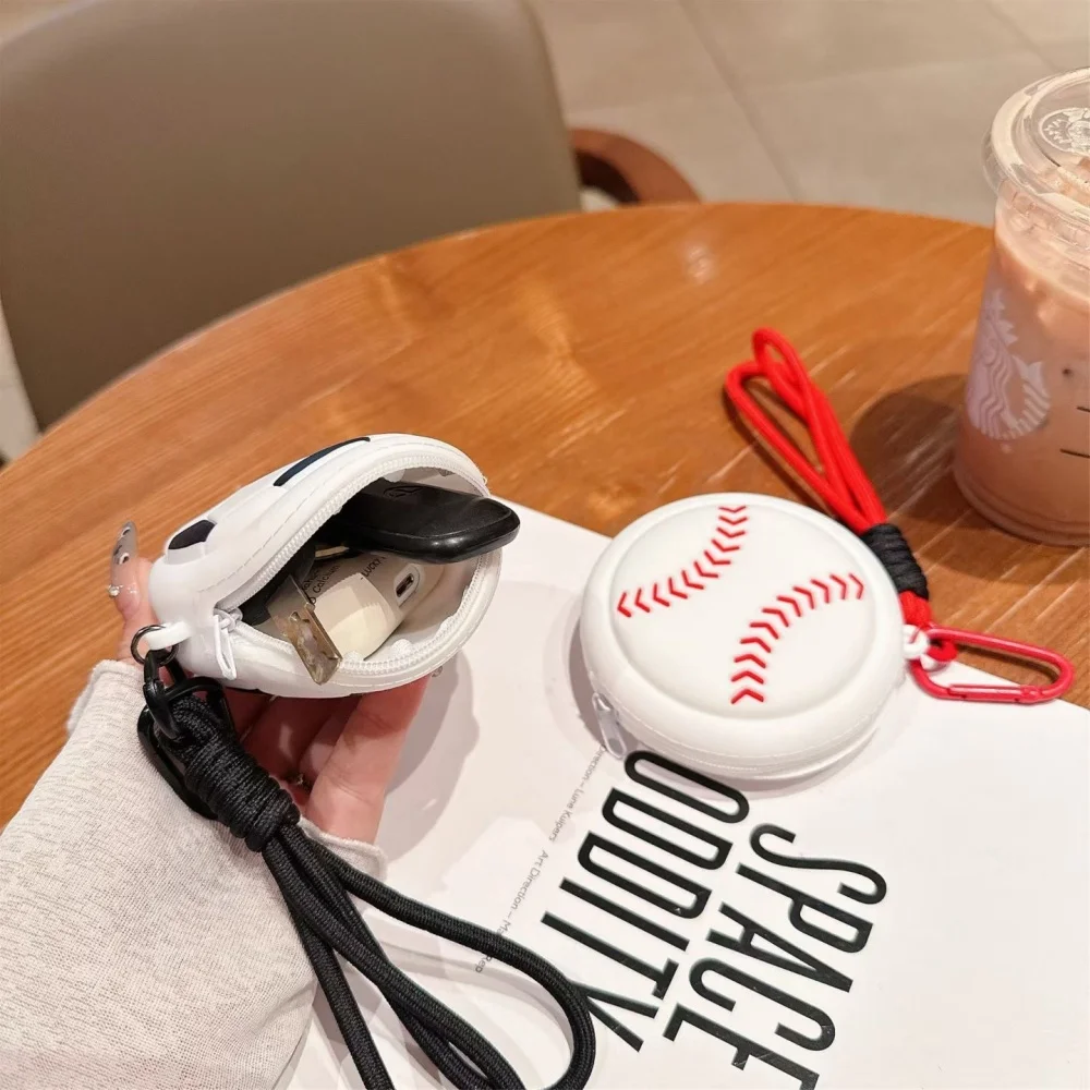 

Креативный спортивный силиконовый кошелек для монет, кошелек для баскетбола, футбола, сумка для хранения, коробка для наушников, школьный портфель, подвеска, брелок