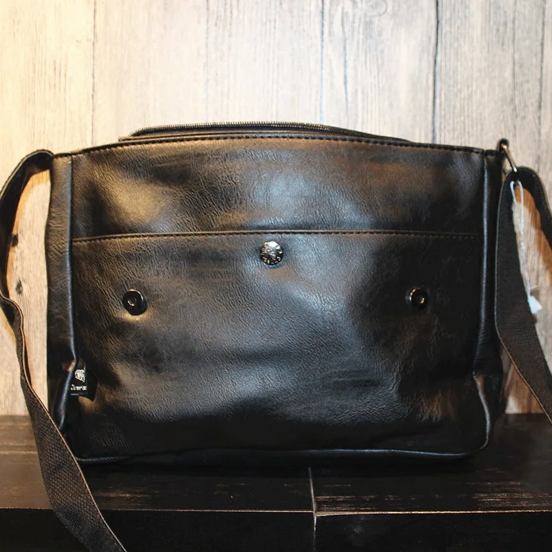 Bolso de hombro Vintage con tapa para hombre, bandolera de cuero PU de gran capacidad, a la moda, informal, de viaje