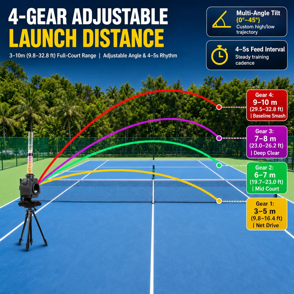 Automatic Badminton Baseball Serving Machine 4-Speed Adjustable Launcher Battery Powered ABS Material Indoor Outdoor