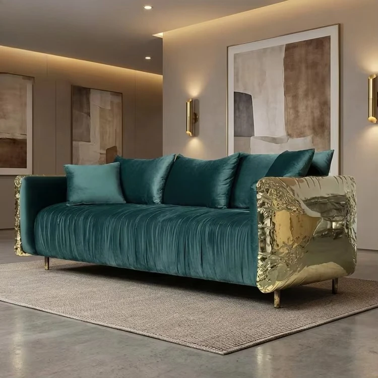 High-end Custom Italian Couches Living Room Solid Wood Fabric Sofa House Villa Sitting Room Luxury Modern Furniture Sofa