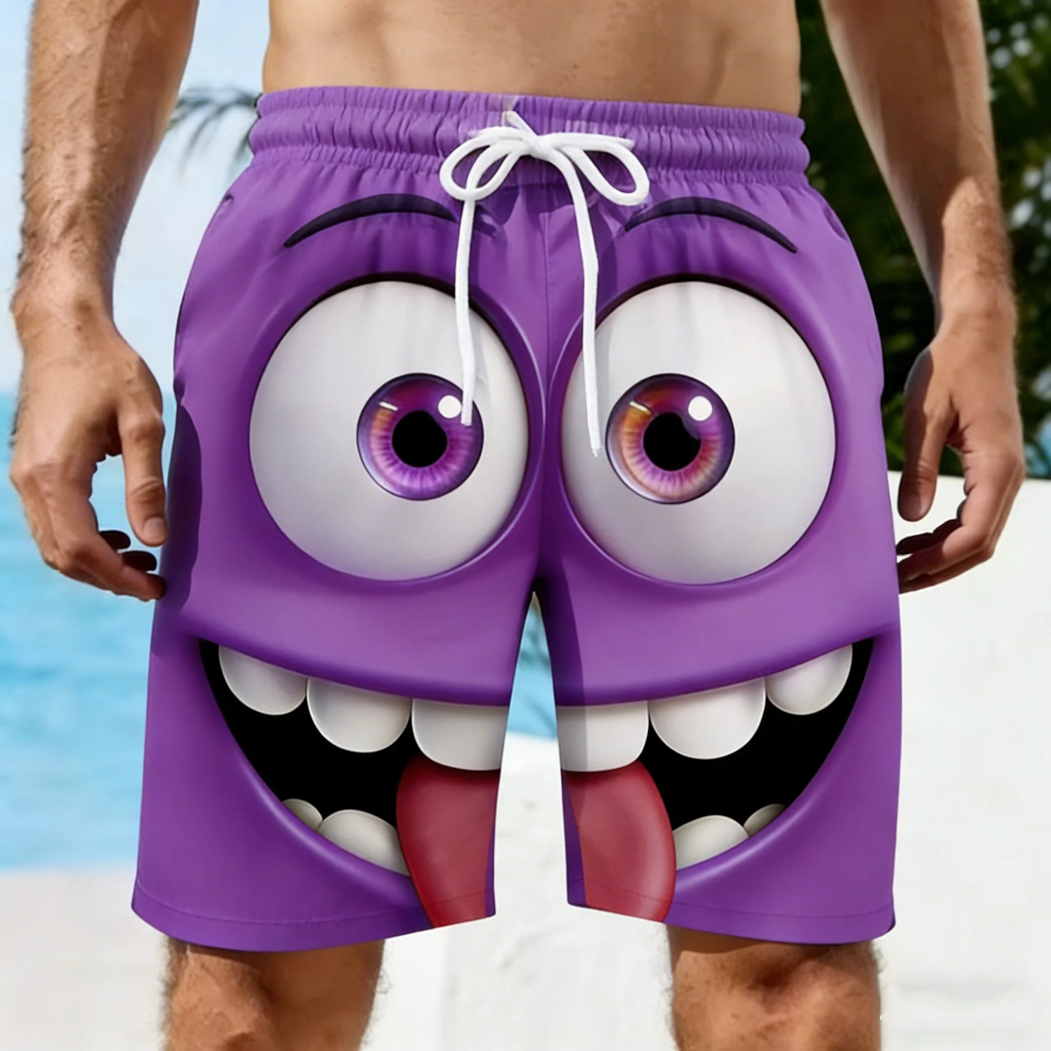 

Новые мужские летние шорты с 3D-принтом «Большие глаза», модные гавайские шорты, мужские плавательные шорты, свободные шорты для мужчин, оригинальные шорты