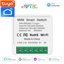 16A Wifi Smart Switch Smart Home Light Switches Module 2 Way Control Work with Tuya Smart Life Alexa Google Home Switch
