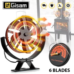 6 Blades Mini Stove Fan Heat Powered Fireplace Fan Log Wood Burner Eco-fan Quiet Fireplace Fan Home Efficient Heat Distribution