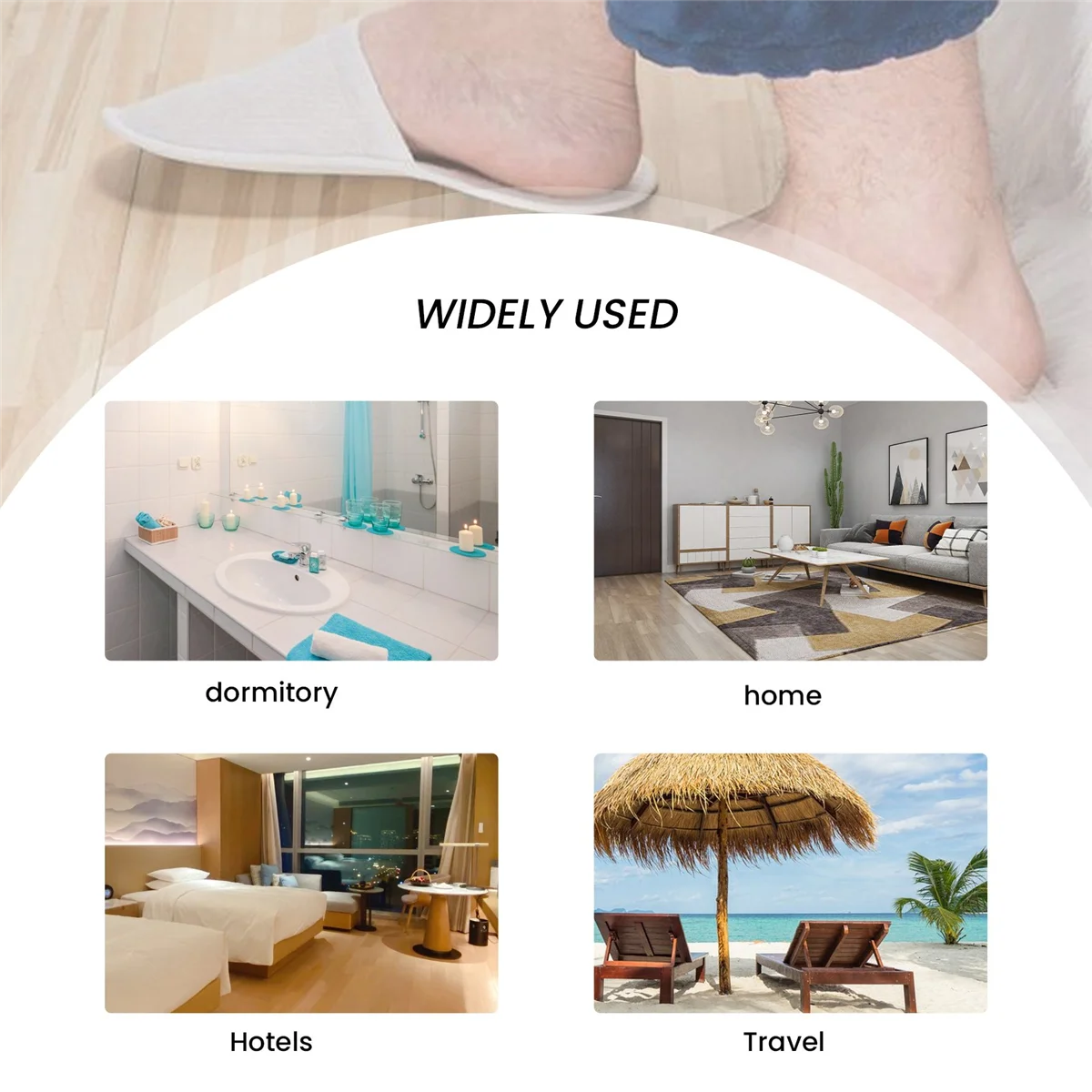 Новые одноразовые тапочки, 24 пары одноразовых тапочек с закрытым носком, подходящие размеры для мужчин и женщин для отеля, спа-гостей, (белые)