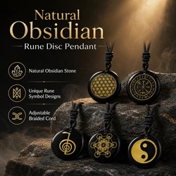 Chinese Amulet Energy Divination Exorcism Reiki Chakra Rune Symbol Healing Pendant Protection Talisman Obsidian Jewelry Necklace