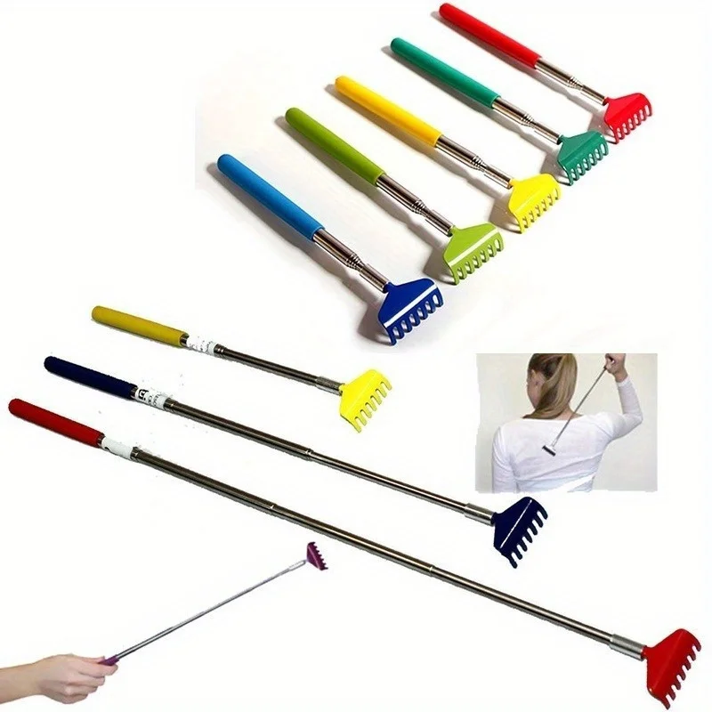 New Soft Grip Telescopic Extendable Back Scratcher Metal Pocket Sized Handy Itch Relief Tool Household Wholesale Supplies