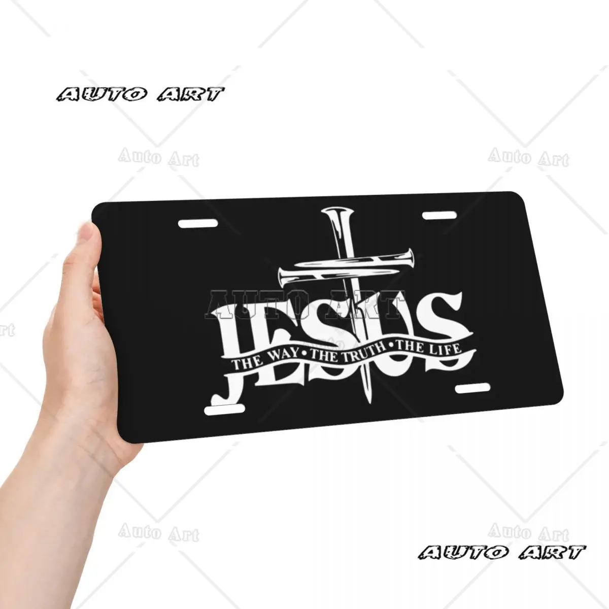 Jesus The Way The Truth The Life License Plate Cover Aluminum Metal Novelty Decorative Car Front License Plate Vanity Tag