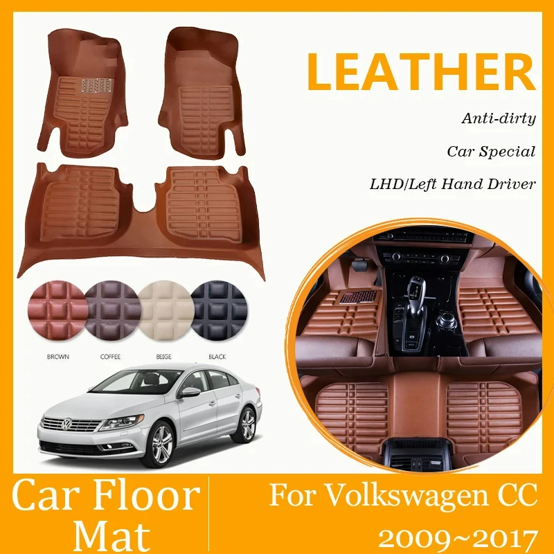 Car Floor Mats For Volkswagen VW Passat CC 2009~2017 Waterproof Pad Foot Carpets Left Hand Driver Rugs Auto Interior Accessories