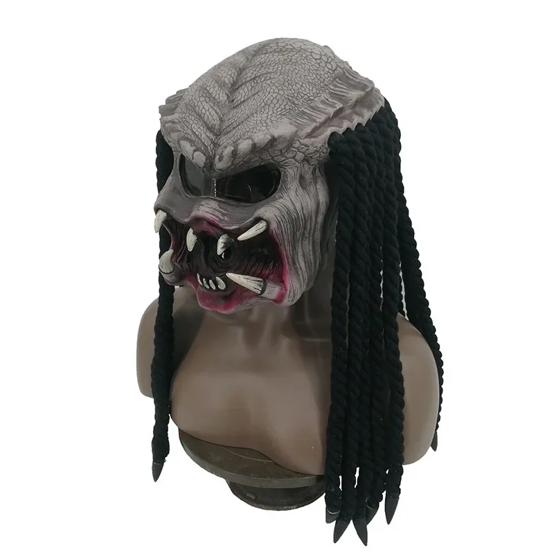 

Alien Skeleton Raider Role-Playing Mask Latex Helmet Halloween Martian Scary Costume Props for Mask Performance and Dress-Up