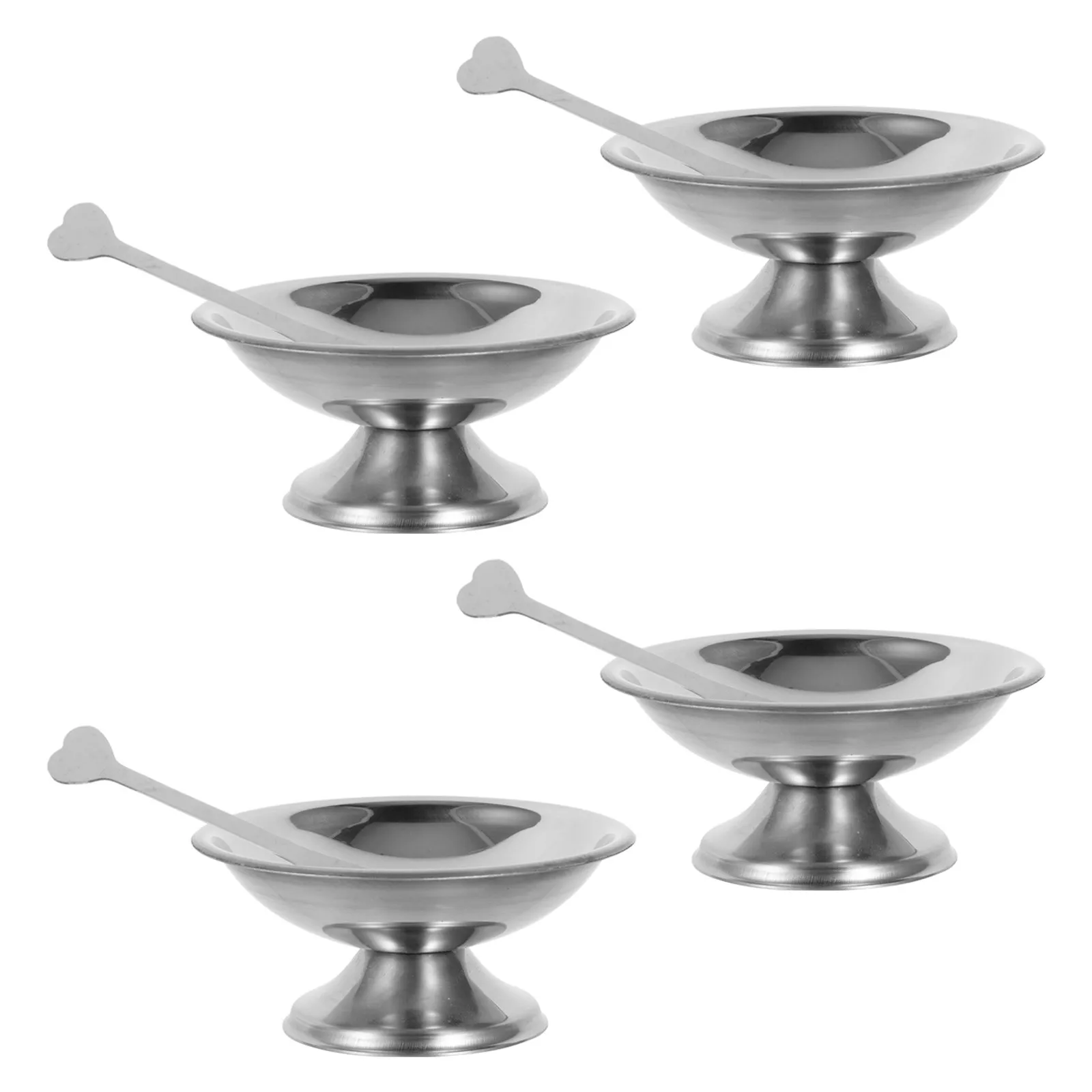 4Sets Stainless Steel Dessert Bowls Footed Ice Cream Cups 3.9 Inch Diameter Multipurpose Snack Salad Pudding Candy Serving Bowls
