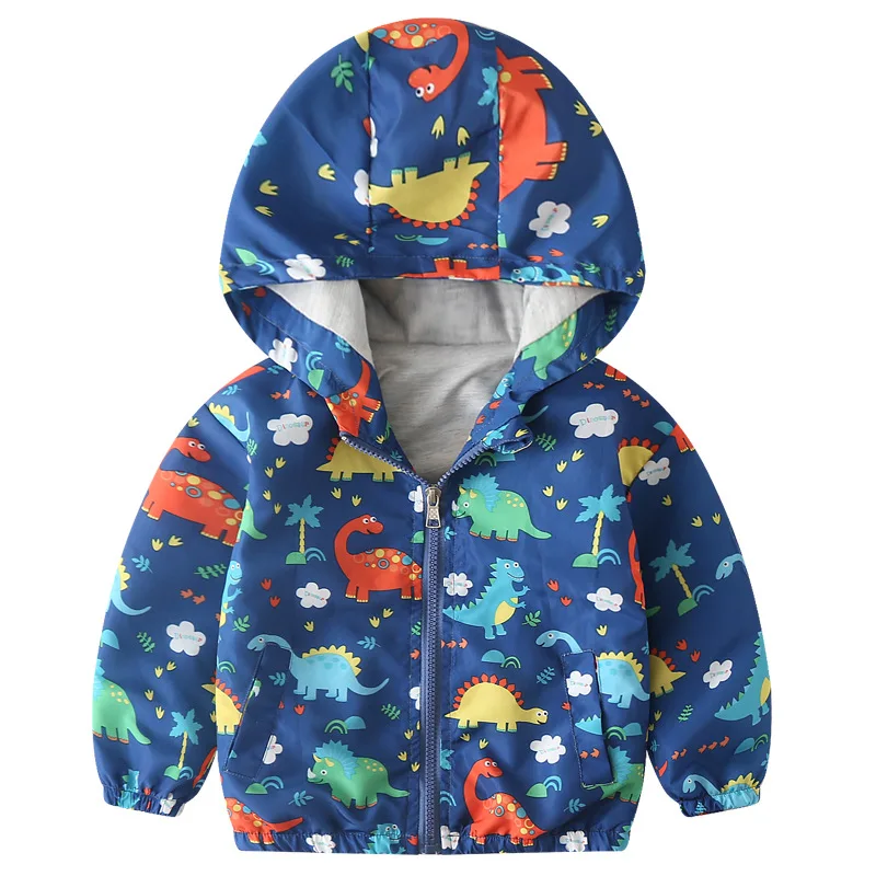 Boys Hooded Jacket Girls Cartoon Pattern Windbreaker Children Spring Autumn Coat Kids Outdoor Clothes Infant Baby Outerwear