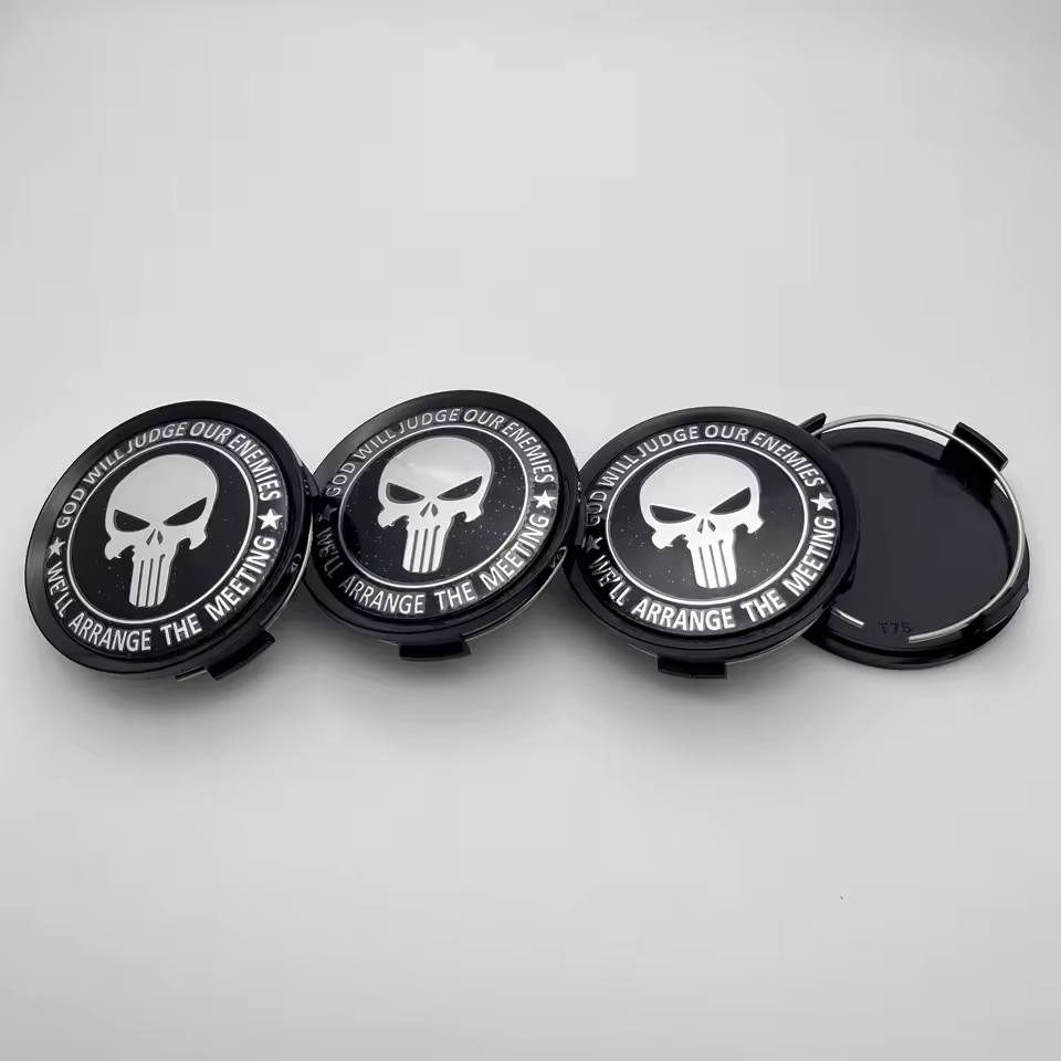 4X 75mm Punisher Schädel Radkappe Nabendeckel