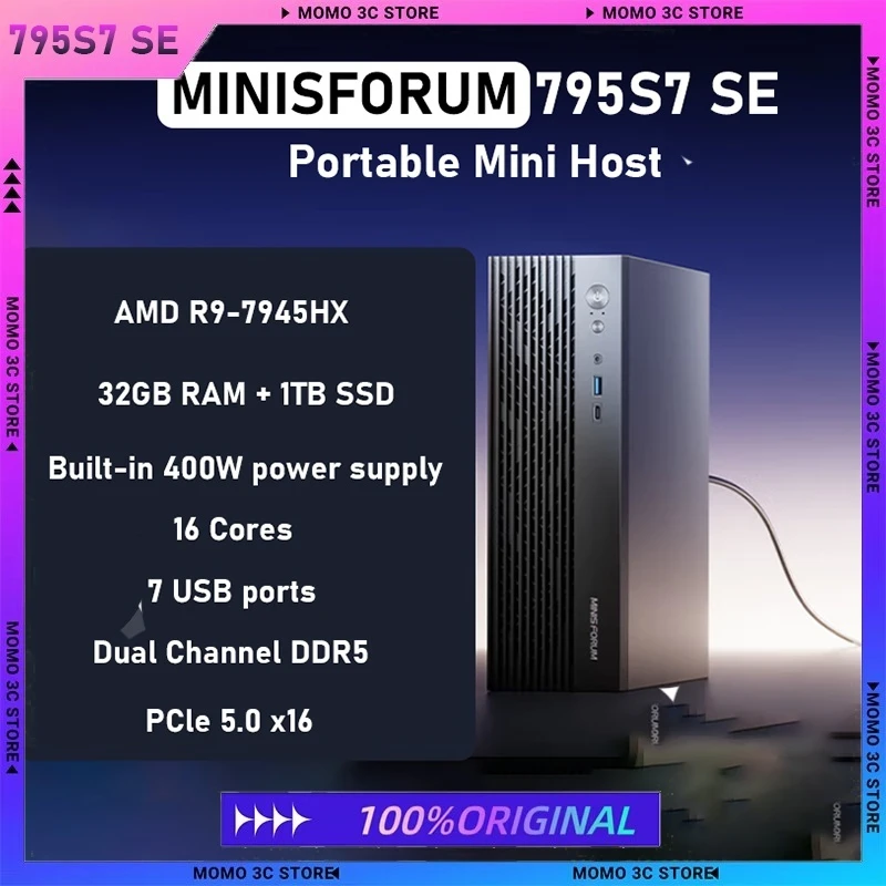Minisforum Новый 795s7 Se Mini Host Ruilong R9-7945hx Высокопроизводительный мини-хост для игры в офис Портативный компьютер в сборе Компьютер