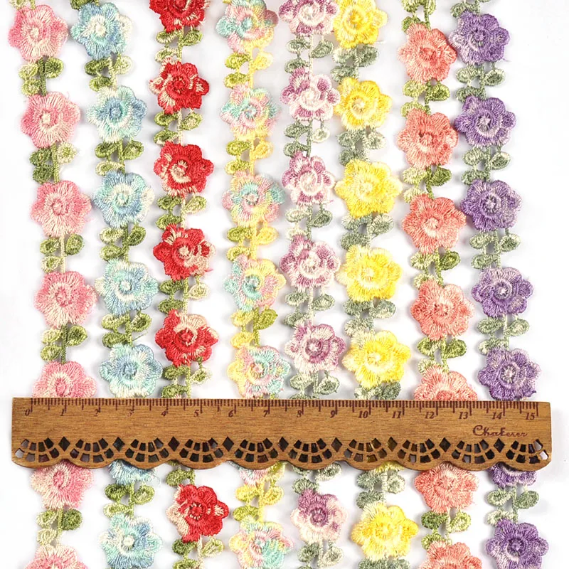 1yard/Bag 1.9cm 8Colors Trim Lace Flower Ribbons For Wrapping Gift DIY Clothes Sewing Accessories Party Decor Fabric C4055